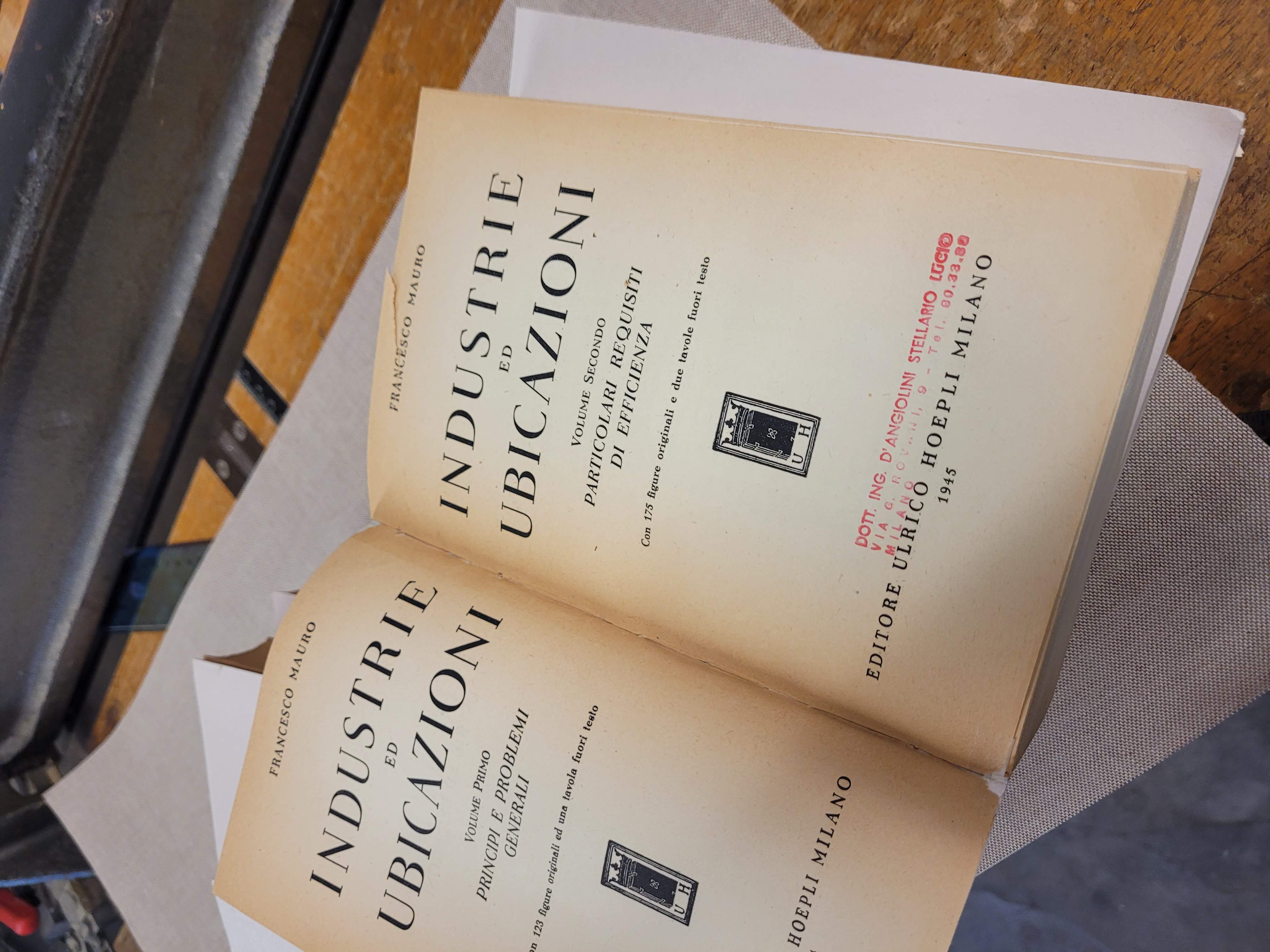 Restauro libro antico - Industrie ed Ubicazioni 1945
